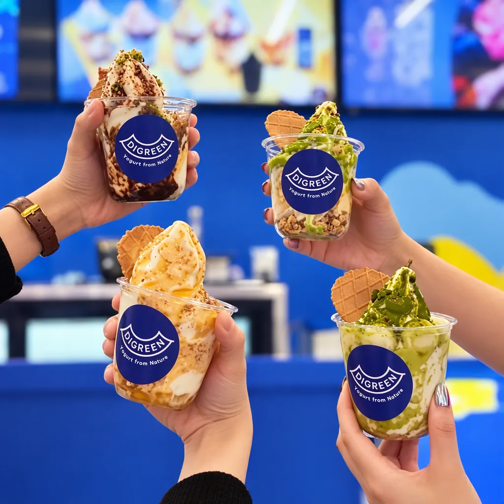 Digreen casebook cover: hands holding four Digreen ice cream cups