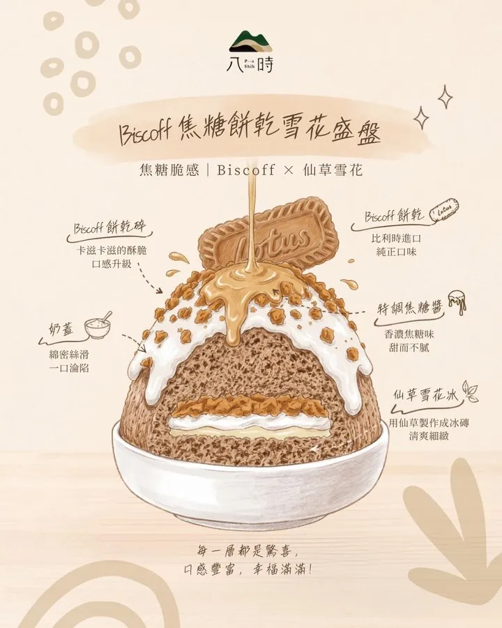 八時神仙草 post: Caramel biscuit snow ice platter